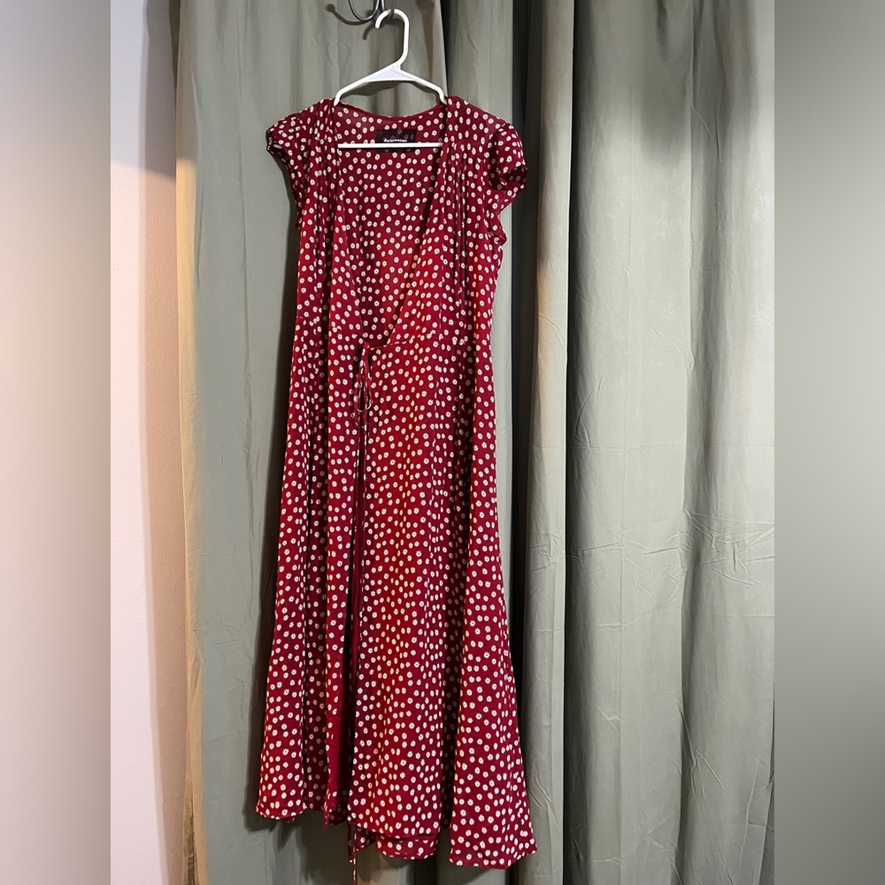 Reformation Red Floral Wrap Dress